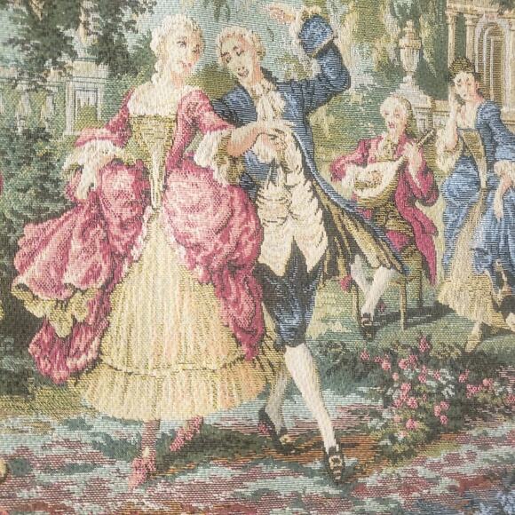 VTG Tapisseries Du Lion Napperon Francois Boucheron Society In The Park Scenes-2 - Picture 4 of 9